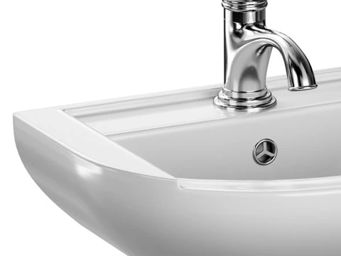 Nova Wall Mount Vessel Bathroom Sink Round Heavy Duty Ceramic 3D Model
