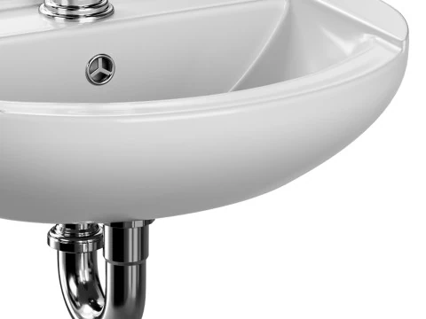 Nova Wall Mount Vessel Bathroom Sink Round Heavy Duty Ceramic 3D Model