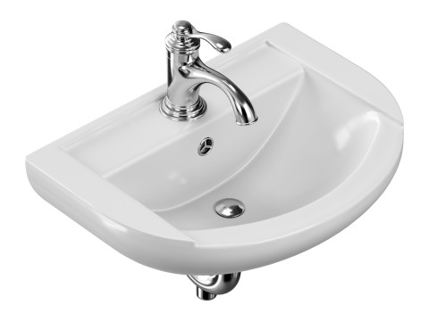 Nova Wall Mount Vessel Bathroom Sink Round Heavy Duty Ceramic Model 3D