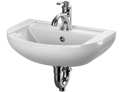 Nova Wall Mount Vessel Bathroom Sink Round Heavy Duty Ceramic 3D Model