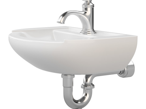 Nova Wall Mount Vessel Bathroom Sink Round Heavy Duty Ceramic Model 3D