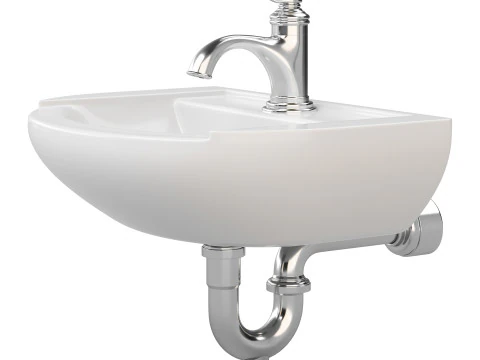 Nova Wall Mount Vessel Bathroom Sink Round Heavy Duty Ceramic 3D Model