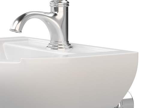 Nova Wall Mount Vessel Bathroom Sink Round Heavy Duty Ceramic Model 3D