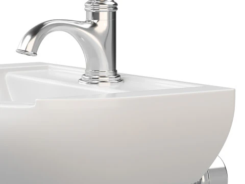 Nova Wall Mount Vessel Bathroom Sink Round Heavy Duty Ceramic 3D Model