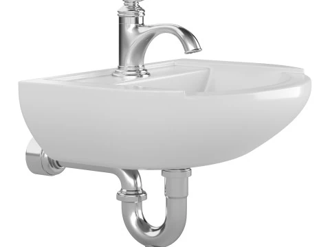 Nova Wall Mount Vessel Bathroom Sink Round Heavy Duty Ceramic 3D Model