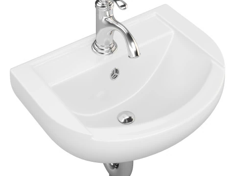 Nova Wall Mount Vessel Bathroom Sink Round Heavy Duty Ceramic 3D Model
