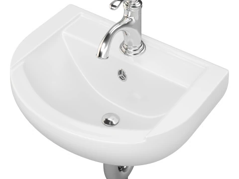 Nova Wall Mount Vessel Bathroom Sink Round Heavy Duty Ceramic 3D Model