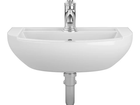 Nova Wall Mount Vessel Bathroom Sink Round Heavy Duty Ceramic 3D Model