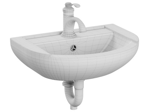 Nova Wall Mount Vessel Bathroom Sink Round Heavy Duty Ceramic Model 3D
