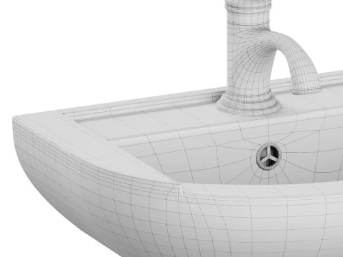 Nova Wall Mount Vessel Bathroom Sink Round Heavy Duty Ceramic 3D Model