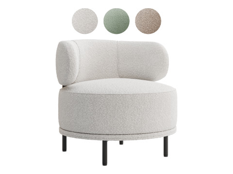 Penn Taupe Boucle Wing Back Accent Chair 3D Model