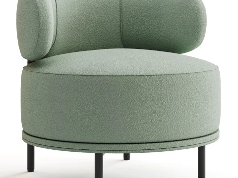 Cadeira Penn Taupe Boucle Wing Back com acento Modelo 3D