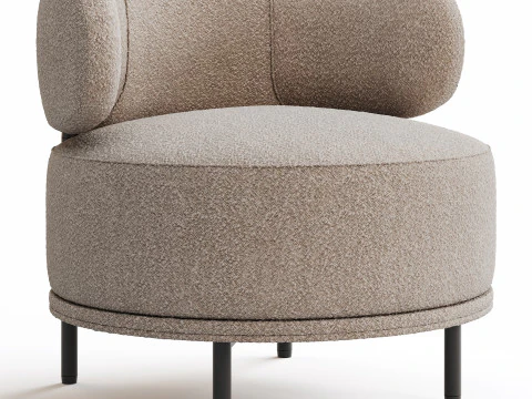 Cadeira Penn Taupe Boucle Wing Back com acento Modelo 3D
