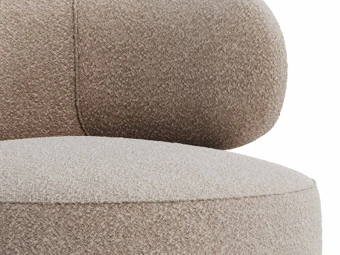 Cadeira Penn Taupe Boucle Wing Back com acento Modelo 3D