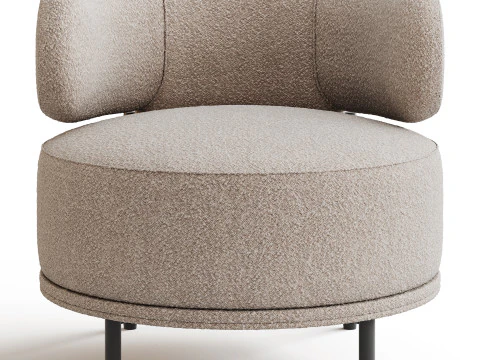 Cadeira Penn Taupe Boucle Wing Back com acento Modelo 3D