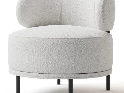 Cadeira Penn Taupe Boucle Wing Back com acento Modelo 3D