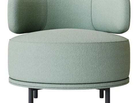 Cadeira Penn Taupe Boucle Wing Back com acento Modelo 3D