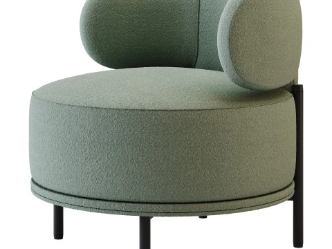 Cadeira Penn Taupe Boucle Wing Back com acento Modelo 3D