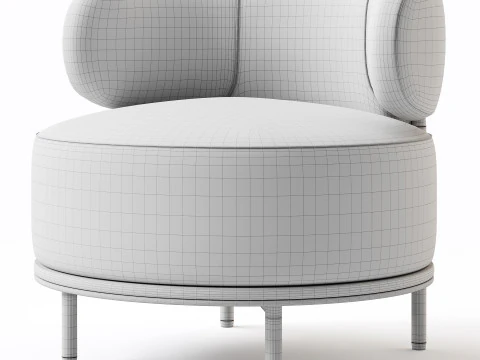 Cadeira Penn Taupe Boucle Wing Back com acento Modelo 3D