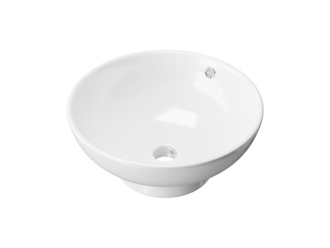 Round Countertop Vessel Bathroom Sink White with Overflow 3D Model