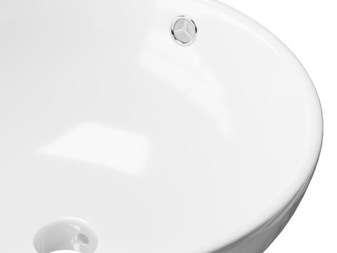 Round Countertop Vessel Bathroom Sink White with Overflow Modèle 3D