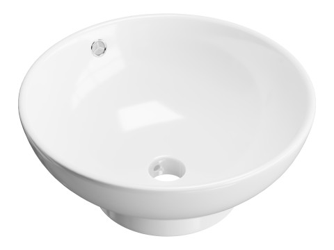 Round Countertop Vessel Bathroom Sink White with Overflow Modèle 3D