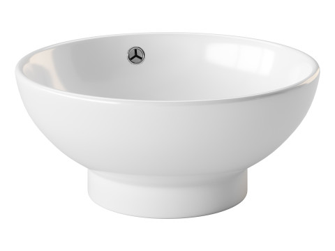 Round Countertop Vessel Bathroom Sink White with Overflow Modèle 3D