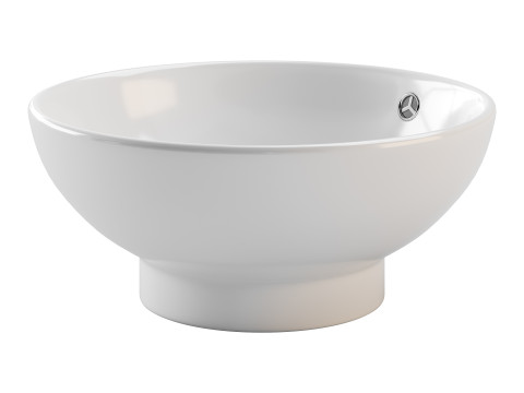 Round Countertop Vessel Bathroom Sink White with Overflow Modèle 3D
