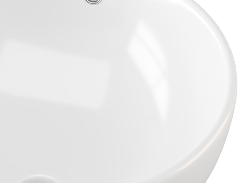 Round Countertop Vessel Bathroom Sink White with Overflow Modèle 3D