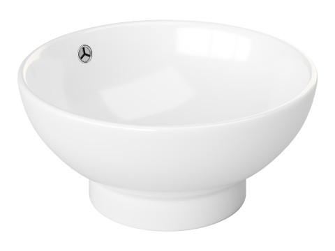 Round Countertop Vessel Bathroom Sink White with Overflow Modèle 3D