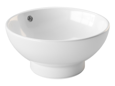 Round Countertop Vessel Bathroom Sink White with Overflow Modèle 3D