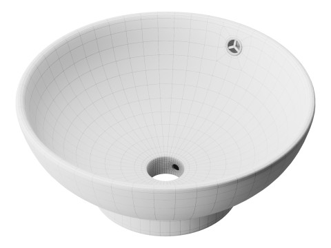 Round Countertop Vessel Bathroom Sink White with Overflow Modèle 3D