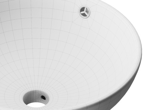 Round Countertop Vessel Bathroom Sink White with Overflow Modèle 3D