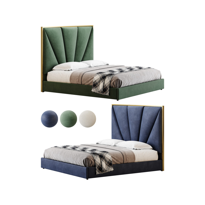 Royal Blue Upholstered Luxury King Size size Bed 3D Модель .c4d .max .obj .3ds .fbx .stl .blend