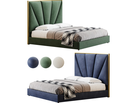 Royal Blue Upholstered Luxury King Size size Bed 3D Модель
