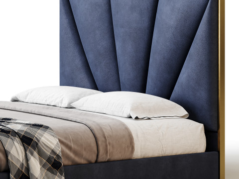 Royal Blue Upholstered Luxury King Size size Bed 3D Модель