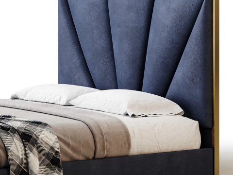 Royal Blue Upholstered Luxury King Size size Bed 3D Model