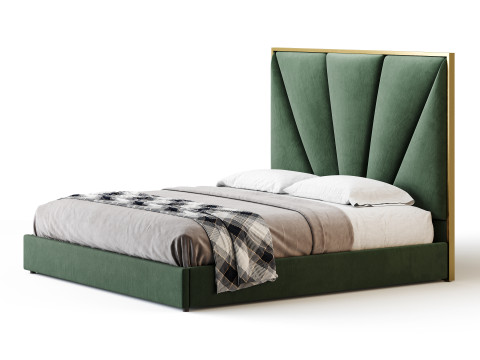 Royal Blue Upholstered Luxury King Size size Bed 3D Модель