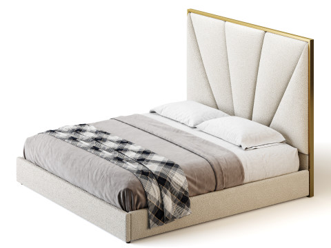 Royal Blue Upholstered Luxury King Size size Bed 3D Модель