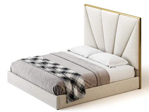 Royal Blue Upholstered Luxury King Size size Bed 3D Model