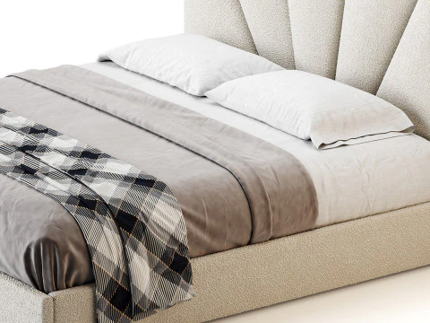 Royal Blue Upholstered Luxury King Size size Bed 3D Model