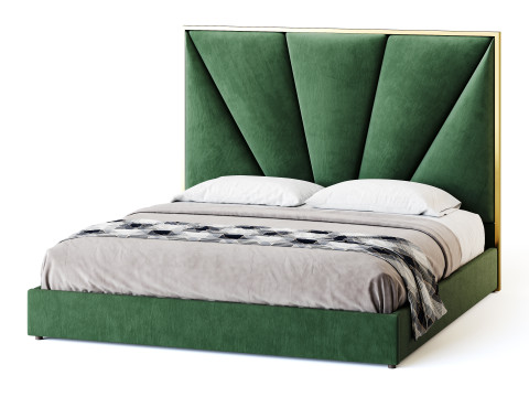 Royal Blue Upholstered Luxury King Size size Bed 3D Модель