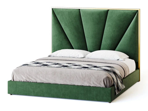 Royal Blue Upholstered Luxury King Size size Bed 3D Model