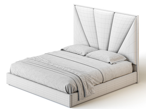 Royal Blue Upholstered Luxury King Size size Bed 3D Модель