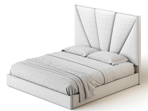 Royal Blue Upholstered Luxury King Size size Bed 3D Model