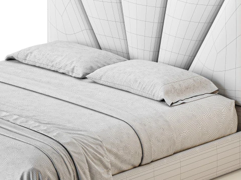 Royal Blue Upholstered Luxury King Size size Bed 3D Model