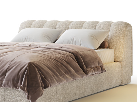 Salami Queen Bed - Maya Cream Boucle 3D Model