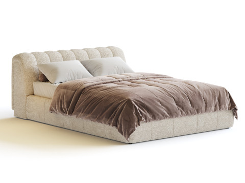 Salami Queen Bed - Maya Cream Boucle 3D Model