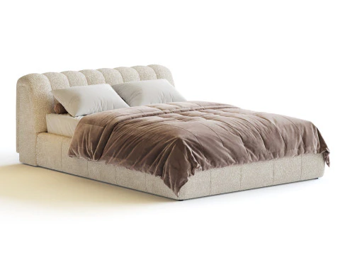 Salami Queen Bed - Maya Cream Boucle 3D Model