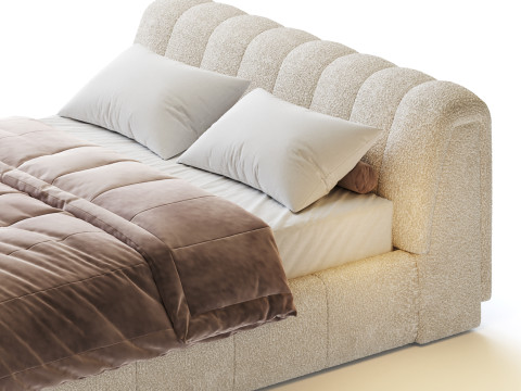 Salami Queen Bed - Maya Cream Boucle 3D Model